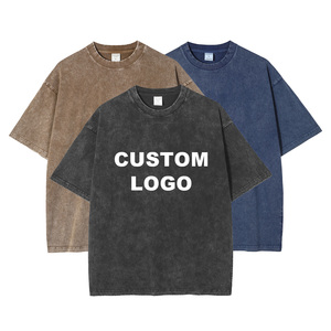 制造商定制徽标印花 100% 棉男女通用超大 T 恤 圆领超大男式厚重 T 恤 - Product Image 1