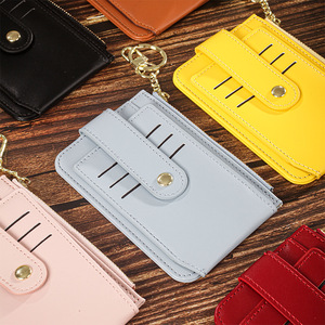 Korean Style Mini PU Card <b>Holder</b> With Keychain For Women Coin Purse Ultra Thin Solid Color <b>Wallet</b> For Credit Card Everyday Use - Product Image 2