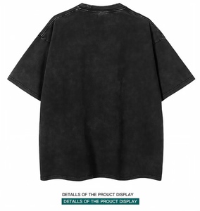 Camiseta de algodón lavado de gran gramaje, estilo oversize, vintage, retro, desgastada, estilo streetwear americano, camiseta lisa personalizable para hombre - Product Image 2