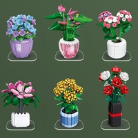 92360-92365 Mainan Konstruksi Partikel Kecil Mawar Lily Hydrangea Rhododendron Dekorasi Bunga Hadiah untuk Anak Perempuan