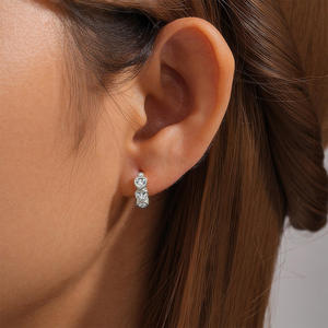 Popular Minimalist 925 <strong>Sterling</strong> <strong>Silver</strong> Fine Jewelry Classic Colorful Zircon <strong>Huggie</strong> Hoop <strong>Earrings</strong> 18K Gold Plated - Product Image 6