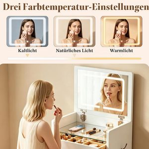 Tocador de Maquillaje Blanco SENYU con Espejo Iluminado y Cajones de Almacenamiento para Dormitorio - Product Image 4