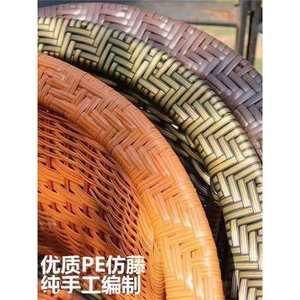 Panier de rangement rond en PE tissé à la main pour la maison, le salon, l'intérieur et l'extérieur - Product Image 1