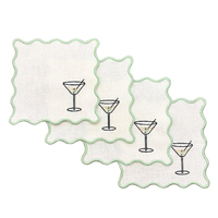 Serviettes de table en coton lin brodé motif monogramme nappe tapis de vin en lin pour hôtel français 100% pur fait à la main 1 Pc