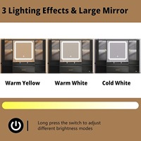 Ventes Flash Usine Meubles Coiffeuses Modernes en Bois Noir avec Grand Miroir Éclairé, 7 Tiroirs, Multiprise et Éclairage Réglable