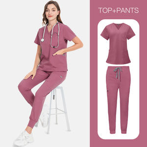 Uniforme Médico Elegante con Cuello en V, Pantalones Jogger de Cintura Alta, <span class=keywords><strong>Traje</strong></span> Médico para <span class=keywords><strong>Hombre</strong></span>, Uniformes de Enfermería Suaves, Conjuntos de Uniformes Médicos para Mujer - Product Image 3