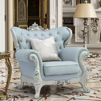 Canapé en cuir de luxe français Villa de style européen antique 1 2 3 sièges en bois massif sculpté ensemble de meubles de salon