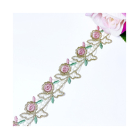 LEIXUSI Bordure en dentelle florale multicolore soluble dans l'eau de 3 cm, broderie florale pour robe, jupe, accessoires vestimentaires en stock