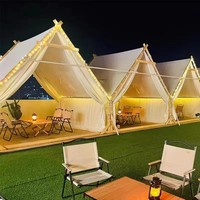 Tente de Dîner en Toile à Structure en Bois de Fabrication Directe, Pavillon Triangulaire Imperméable Toutes Saisons, Cabane de Glamping pour Ferme, Hôtel, Barbecue, Camping