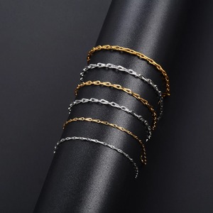 Bracelet chaîne en acier inoxydable couleur tendance, jonc de luxe noble couleur or/argent, bracelet simple, bijou de mode - Product Image 1