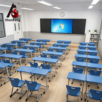 Meubles de classe en Arabie Saoudite, ensemble bureau et chaise individuels en plastique HPL avec panier à livres pour l'école, certifié SGS