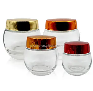 Beautiful 30ml 50ml 70ml 120ml 4oz 150ml 240ml frosted oval ball shaped glass cosmetic container cream jars with shiny metal cap