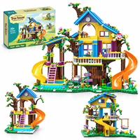 Ensemble de blocs de construction 2-en-1 pour maison dans les arbres, 799 pièces, jouet de construction pour enfants avec toboggan, balançoire et balcon, cadeau éducatif créatif STEM