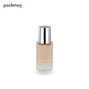 30ml square premium quality glass bottle with pump — for lotion, serum, cosmetics, and liquid <b>foundation</b> - Product Image 2