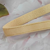 Bande élastique en nylon et élasthanne haute extensibilité avec surpiqûres dorées pour la lingerie, vente en gros pour les fabricants