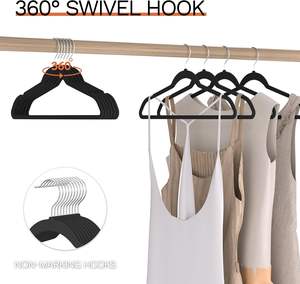 Cintres en velours, lot de 100, cintres en plastique pour adultes, antidérapants, cintres de luxe pour vêtements, vente en gros - Product Image 2