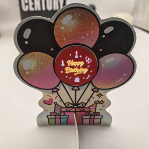 Décoration de table lumineuse LED scintillante Joyeux Anniversaire, centre de table en papier 3D, enseigne lumineuse pour table de desserts - Product Image 3