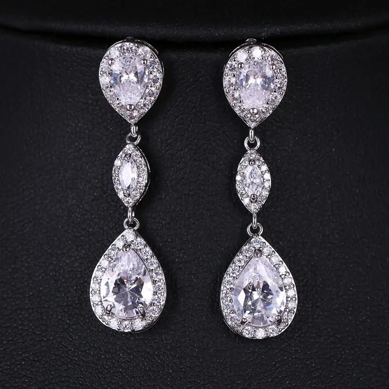 2022 Trendy Big Cubic Zirconia Earrings Vintage WaterDrop Zircon Dangle Earring For Women Bridal Wedding Jewelry Gift