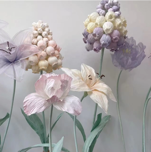 H-308 Fleurs en papier pour scène de mariage, décoration artisanale, roses blanches et rouges géantes pour décoration de fenêtre, ensemble floral pour fête de mariage - Product Image 4