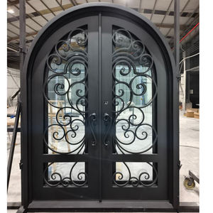 Puerta de Hierro con Parte Superior Cuadrada y Tirador de Ceja, 72X81, para Taller o Residencia, Instalación Rústica, Estilo Patio - Product Image 1