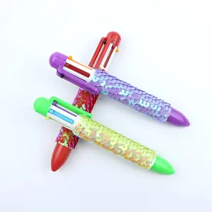 프로모션 선물 크리 에이 티브 반짝이 스팽글 커버 펜 6 색 1 여러 가지 빛깔의 플라스틱 개폐식 볼 펜