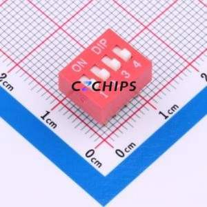 HX 2.54-4P CJPB-H DIP Switch DIP Switch Flat Toggle, Raised Type Single Pole Single Throw 4 PC Pin - Product Image 1