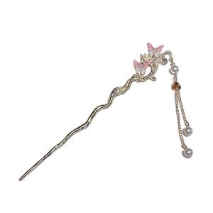 Pasador de Pelo con Doble Mariposa y Borlas para Mujeres y Niñas, Exquisito Pasador de Metal con Cristales y Perlas, Accesorios de Joyería para el Cabello - Product Image 5
