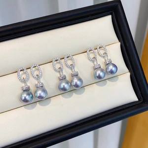 22528 Pendientes de Perlas DIY, Nuevo Diseño de Moda, Base Vacía de Plata S925 con Cuentas Redondas de 9-13 mm - Product Image 2