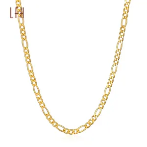 LFH 18k bijoux fins en gros 2.5mm 18k chaîne en or véritable Figaro chaîne en or massif 18k bijoux en or véritable 18k