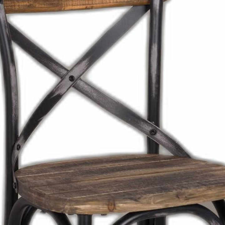 HMS 22\" Modern Antiqued Iron Bar Chair Brown Black Steel for Home Bar Kitchen Outdoor Hotel Dining Living Room School Workshop