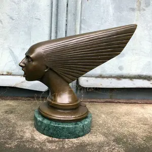 Bronze Sculpture On Marble Base Shows Spirit Of The Wind