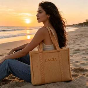 Custom Logo Oversized Soft Towel Terry Cloth Tote Bags Women Shoulder Bag Orange Travel Beach Bags for Weekend - Product Image 3