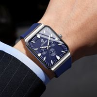 BINBOND 2026 Model Baru Tali Silikon Bercahaya Dial Persegi Panjang Jam Tangan Pria Unik Tahan Air Mewah Jam Tangan Quartz untuk Pria