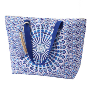 Sac fourre-tout en toile de coton 2-en-1 pour femme, imprimé floral Calico, avec fermeture éclair, logo personnalisé, écologique, réutilisable et durable - Product Image 3