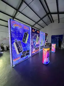 Menara Pop Up lampu latar menyala tampilan pameran dagang menarik mata dengan lampu LED