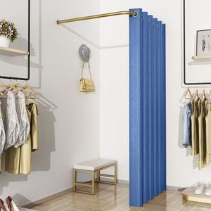 Expositor de ropa para tienda, cortina sencilla para probador, vestuario portátil, cortina divisoria de riel en forma de L para montaje en pared - Product Image 1