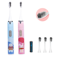 Cepillo de Dientes Eléctrico Infantil con Diseño de Dibujos Animados, Funciona con Pilas, con 3 Cepillos Suaves, Resistente al Agua