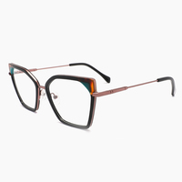 WAM-EM2084 nouvelle usine femme dame métal mélange acétate carré lunettes cadres pour tous les visages lunettes lunettes avec printemps Temple