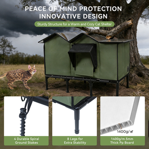 簡単組み立て屋外野良猫ハウスオールシーズン対応雨よけ防湿防風耐寒ペット用安全ハウス - Product Image 3