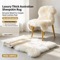 Tapis de luxe en peau de mouton australienne épaisse, véritable fourrure de laine, coussin de siège 90 x 60 cm et plus, pour chaise, canapé, décoration intérieure