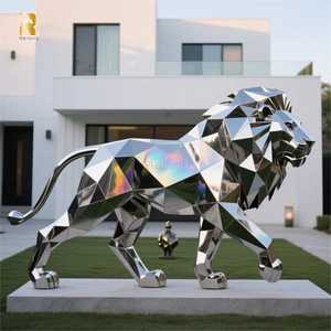 पॉलिश वेल्डेड कारखाने कस्टम स्टेनलेस स्टील कला शेर मूर्तिकला बिक्री के लिए - Product Image 5