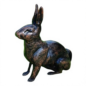 Escultura de conejo de bronce hecha a mano con técnica de fundición, decoración de Pascua para jardín, artículos de jardinería, figura decorativa personalizada. - Product Image 1