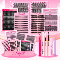 Kit d'extensions de cils Medylash 80D & 100D Super Épais et Volumineux, Courbure D, avec Étiquette Privée, Kit de Clusters de Cils, Logo Personnalisé