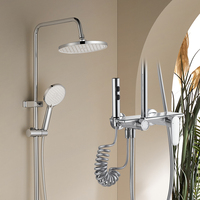 Ensemble de robinetterie de douche à effet pluie 3359 avec commande à bouton 4 fonctions et douchette à main, choix d'usine, pour salle de bain contemporaine