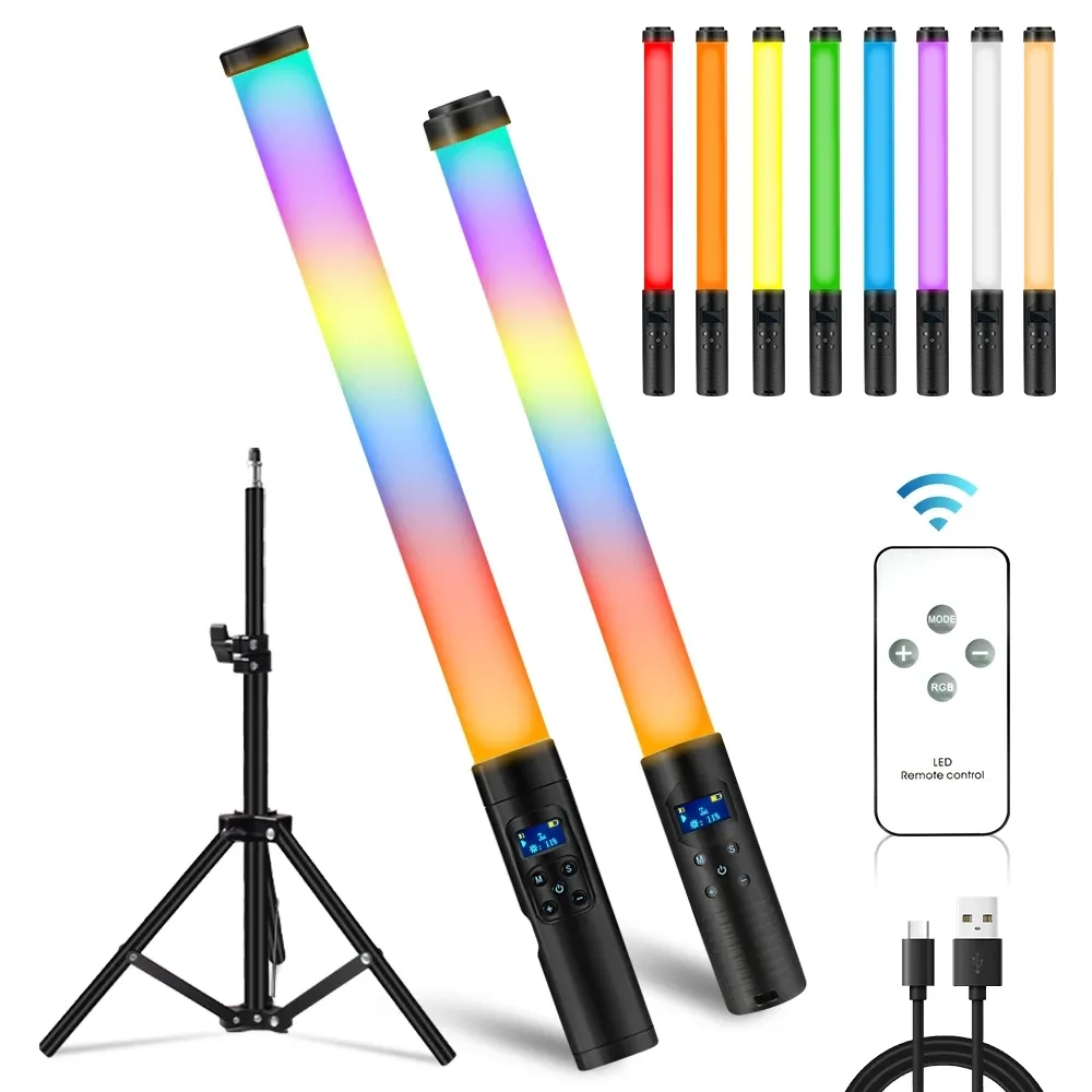 Handheld RGB Light Stick Selfie Video Photography Makeup Lamp 30 Kinds RGB Colorful Lamp Wand LED Ring Light Factory Wholesales