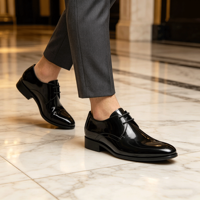 Herren Lackleder Oxford-Schuhe Schwarz Hochglanz Formelle Anzugschuhe für Smoking Hochzeit Büro Übergrößen EU 39 - 46