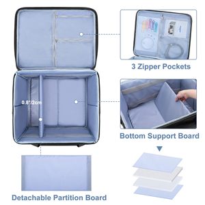 Free sample Double-layer <b>Portable</b> Carrying Case with Laptop Layer Shoulder <b>Trolley</b> Strap Travel Mobile Printer Storage Bag - Product Image 2