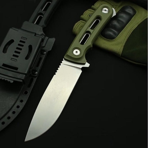 Cuchillo de Bolsillo Táctico Personalizable OEM de Alta Calidad con Hoja Recta de Acero Inoxidable Damasco y Mango G10 DIY - Product Image 3
