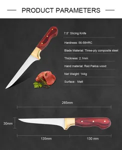 Üstün 3 kat çelik 5 adet kasap bıçağı seti Pakka ahşap saplı keskin güçlü bıçak mutfak bıçağı seti özel Logo