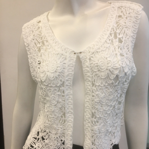 Suéter cárdigan de mujer de ganchillo floral vintage con cierre de un solo pecho ropa de <span class=keywords><strong>playa</strong></span> con agujero calado con logotipo frontal - Product Image 1